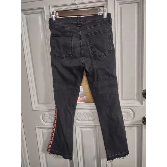 Veronica Beard Womens Carolyn Embroidered 10" Baby Boot Cut Jeans Black Size 28 - Picture 6 of 8